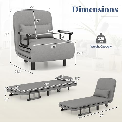 Sillón Plegable Poliéster Gris Claro miniatura 3