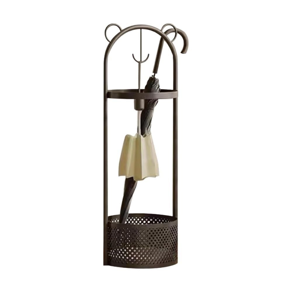 WXPGFEQ Metal Umbrella Stand with Drain Tray and Hooks – Entryway Umbrella Holder for Home, Office, Restaurant, Holds Umbrellas & Walking Sticks
