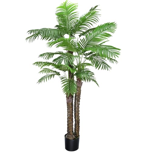 ROOMTEC Artificial Phoenix Palm Tree,8FT Pre Potted Faux Greenery Plant, Outdoor Indoor Large Faux...