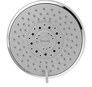 KOHLER Rain Duet 5-Spray Multifunction 127mm Geometric Overhead Shower, with Katalyst Air-induction Spray Technology (Wall-mount, Polished Chrome)