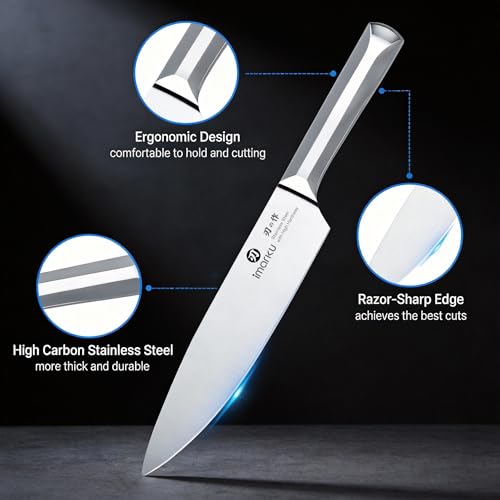 Image of imarku Knife Set, Kitchen Knife Set with Block & Sharpener, 16PCS Japanese High Carbon Stainless Steel Ultra Sharp Knife Block Set, Ergonomic Non-Slip Handle, Dishwasher Safe, Perfect Gifts
