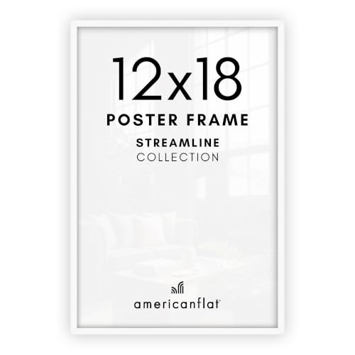 Image of Americanflat 12x18 Poster Frame - Slim Molding - White, 12x18 (Pack of 12)