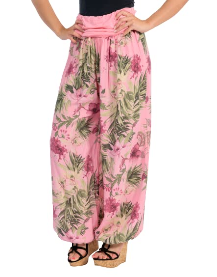 Malito - Harembroek voor dames, bloemenprint, ademende pompbroek, dunne vrijetijdsbroek, strandbroek, huidvriendelijke Aladdinbroek 8939 (XS-XL), lichtgroen, 34-42