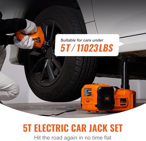 Image of Electric Car Jack, 5 Ton /11023 LBS Hydraulic Jack Lift with Electric Impact Wrench, Built-in Inflatable Pump, and LED Light for SUV MPV Sedan Truck Change Tires (5 Ton /11023 LBS)