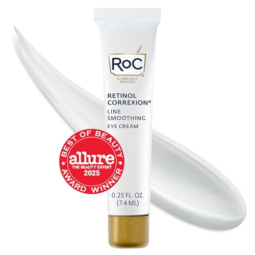 RoC Retinol Correxion Eye Cream Mini for Dark Circles & Puffiness, Daily Wrinkle Cream, Anti Aging Line Smoothing Skin Care Treatment, .25 Ounces