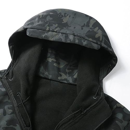 FASLOLSDP Regenjacke Herren Fleecejacke Military Outdoor Softshell Jacke mit Kapuze Fleece Gefüttert Windbreaker Leichte Wasserdichte Jacken Bomberjacke Overshirt Einfarbig Winterjacke für Wandern
