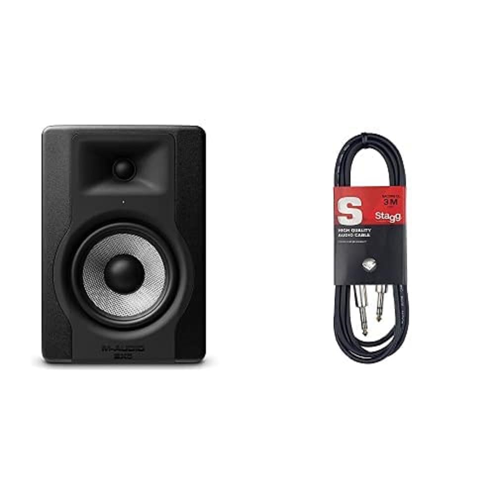 M-Audio BX5 D3 Pair Par de Monitores de Estudio, Altavoces Activos Bidireccionales, 100 W + 2 Cables para Instrumentos, Simétricos, 3 m, Tipo Macho/Macho, Stagg SAC3PS DL