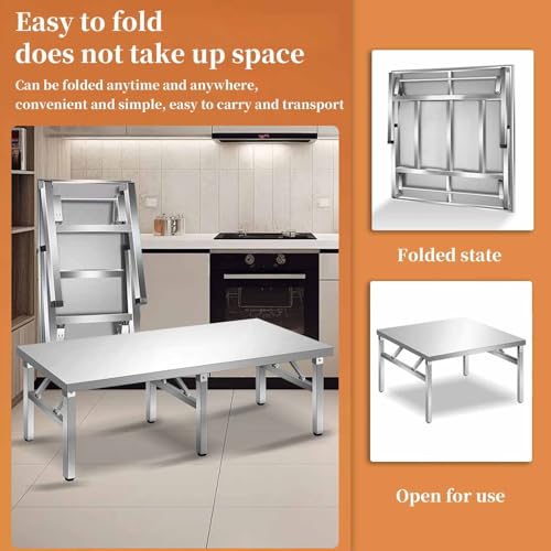 Tavolo da cucina commerciale in acciaio inox, resistente, capacità di carico 500 kg, pieghevole per una facile conservazione, nessun montaggio necessario, ideale per ristoranti e cucine