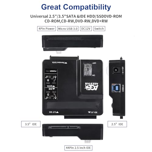Adaptador Externo USB 3.0 a IDE y SATA para Disco Duro miniatura 3