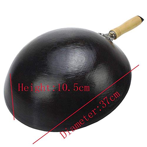 Kochen Wok aus Gusseisen Kochen Pfanne Stahl Wok tiefen Pfanne Geschirr Kochtopf Braten keine Beschichtung kein Stick balck glänzend Pfanne Wok,