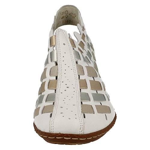 Image of Rieker 46778 Sina Women's Heels - Sling-Backs, Leather Upper, Hand-Woven Design, Anti-Stress Comfort, Flexible Sole, Secure Fit, and Timeless Everyday Style
