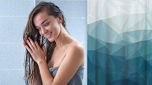 Rosielily Geometric Shower Curtain Navy Blue Shower Curtain Grey Ombre Shower Curtain Mountain Modern Shower Curtains For Bathroom Contemporary Boys Bathroom Decor With 12 Hooks, 72" X 72" Inches #TOP6