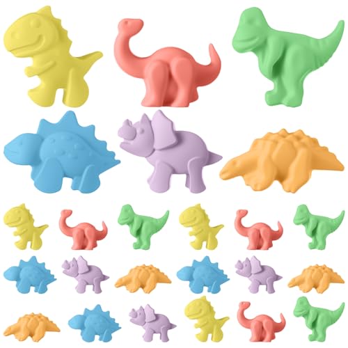 MotiMind 24 Pcs Dinosaur Shaped Sidewalk Chalk Funny Washable Colored Sidewalk Chalk Drawing Writing for Back to School Outdoor Home School Art Play Chalkboard Blackboard and Playground