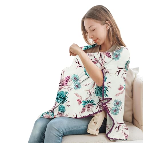 Image of Pepperika Rayon Nursing Cover for Breastfeeding Mother Multiuse Poncho Style Shawl Feeding Cover for Nursing Mom Scarf with Buttons Cotton Feeding Apron (Pack of 1) Multicolour /Purple