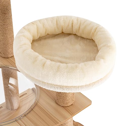 Torre para gatos de MDF 54 pulgadas multi-niveles marrón miniatura 5
