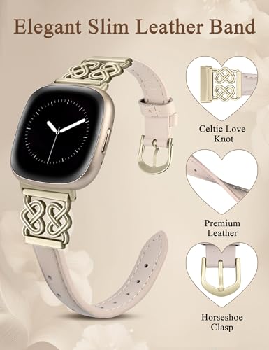Correa de cuero para Fitbit Versa 4 y Sense 2 miniatura 2
