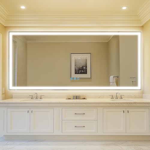 Antok 72"x 32" LED Bathroom Mirror with Lights, Anti-Fog, Dimmable, Lighted Vanity Mirror with Tempered Glass, Memory Function, 3 Light Modes, Safe Use, Horizontal, Vertical - Image 5