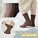 DoSmart Kids Girls Boys Socks Youth Teen Athletic Sport Basketball Soft Breathable Cotton Crew Socks 5 Pairs(Brown,3-5T)