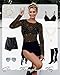 Women's Mesh Tops Sheer Long Sleeve Tee Shirts Bodycon See Through Blouse Clubwear(Black Rhinestone,L)