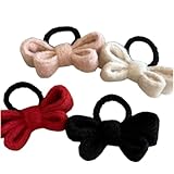 Lovef Boutique Baby Girls Women Bow Hair Tie Decor Elastic Hair Rubber Band Rope Ponytail Holder (Pack of 5)
