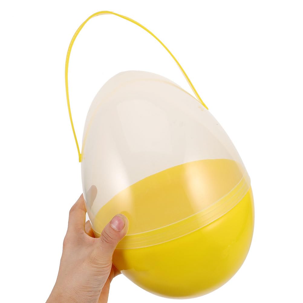 Artibetter 2 Uova di Pasqua Giganti: 25 Cm, Aperte in Alto con Manici per La Caccia Pasquale - Sacchetti di Plastica Giganti Riempibili