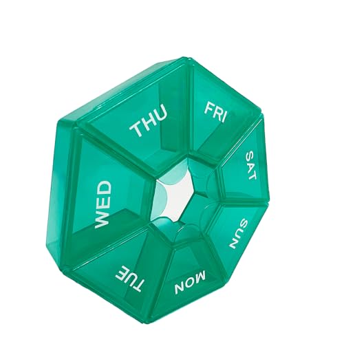 Image of Green 7-Compartment Personal Pill Organizer, Sturdy & Spill-Proof Daily Pill Box