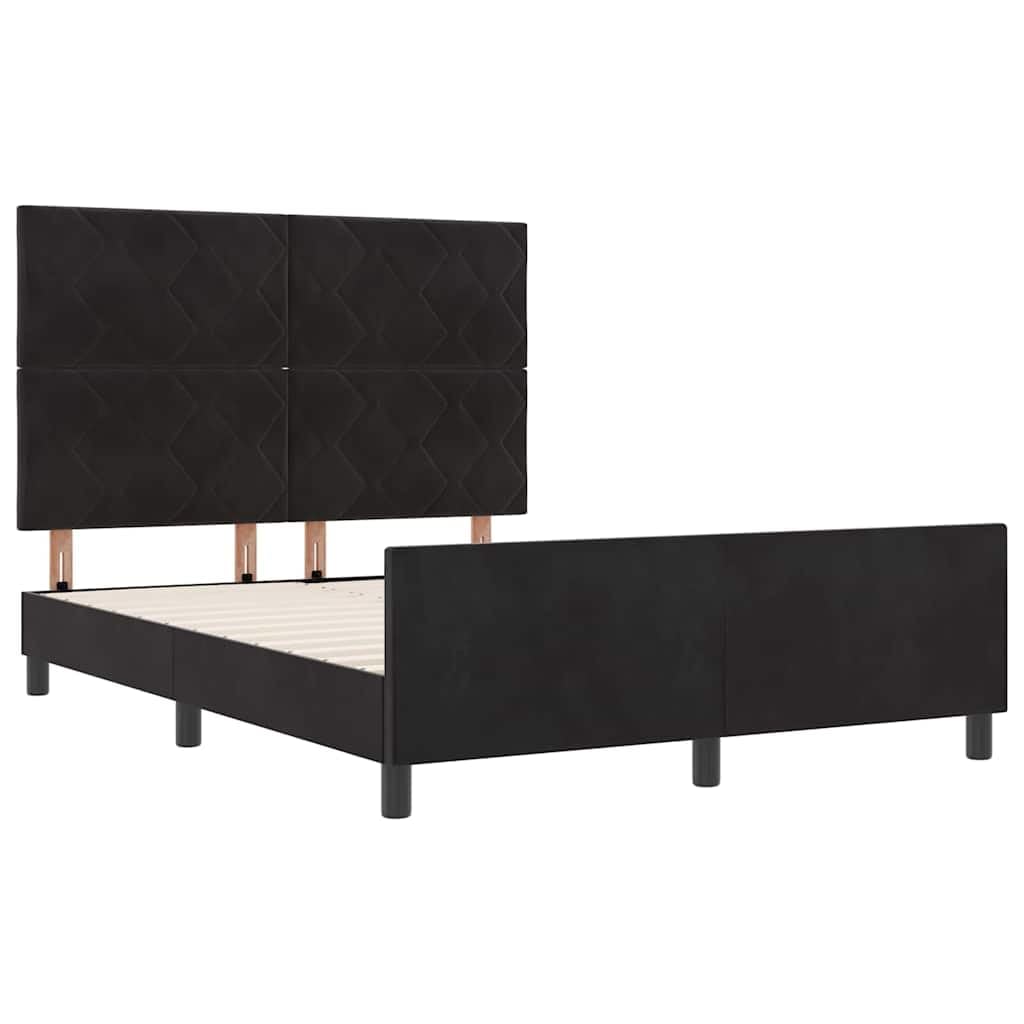 Velluto premium legno pino regolabile Modern Box Nero 140x190 cm