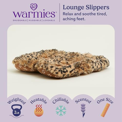 Image of warmies Microwaveable House Slippers for Women - Plush, Soft & Fuzzy Indoor Slippers with Backs & Non-Slip Memory Foam Soles - Cozy Warm Ladies Slipper