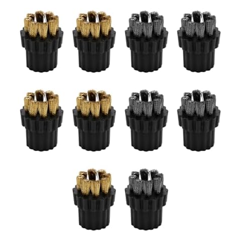 Zreneyfex 10 Pcs Steam Mop Replacement Brush Head Steam Mop Accessories Steam Cleaner Mop Head(5 Pcs M8 Copper Brush & 5 Pcs M8 Steel Brush) Cover