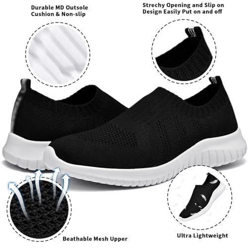 Image of konhill Women's Walking Tennis Shoes - Lightweight Athletic Casual Gym Slip on Sneakers