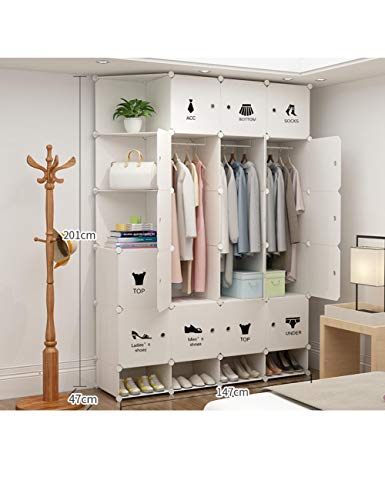 YIGUI Guardarropa Armario De Almacenaje Plegable De Resina Muebles Armario, T