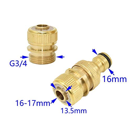 7 pezzi tubo da giardino in ottone a 5/8 "connettore rapido da 3/4" a 16 mm raccordi for tubi flessibili in rame adattatore for pistola ad acqua(A)