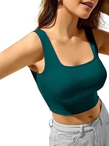 Image of BERRY BIRD Women's Knitted Sleeveless Solid Square Neck Tank Tops