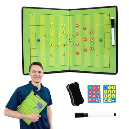 ZESHGON Magnetic Football Coaching Board Set Portable Folding Football Coaching Marker Board with Magnets Whiteboard Marker Eraser Sport Strategy Training Equipment