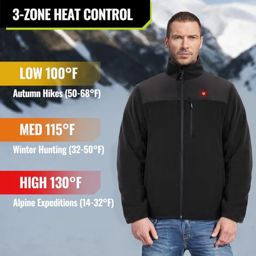 TIDEWE Heated Jacket Pro for Men, Rechargeable Battery-Powered Fleece Coat for Hunting (Black, Camo, Size S-XXXL)2
