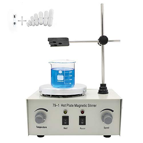 EOSAGA 79-1 Magnetism Stirrer Adjustable Heating Mixer Hot Plate Magnetic Stirrer Machine with 7 PCS Stirrer Stir Bars Mixed Size 1000 ML