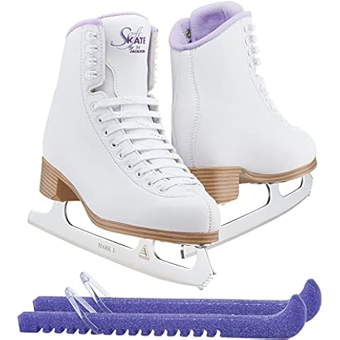 Jackson Classic JC380 Purple Lining Figure Ice Skates - Womens 7 - Bundle with Skate Guards Cover