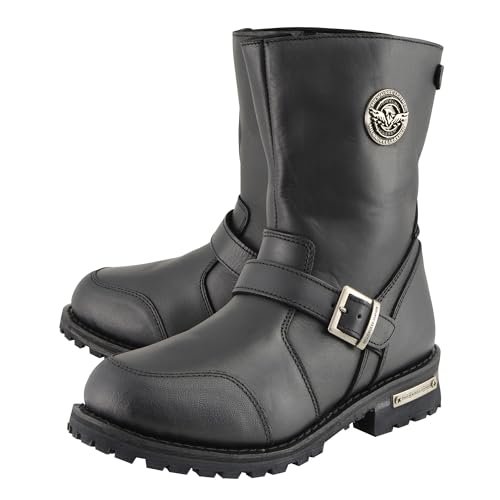 Milwaukee Leather Men's 9-Inch Classic Black Engineer Motorcycle Boots with Gear Shift Guard MBM90904