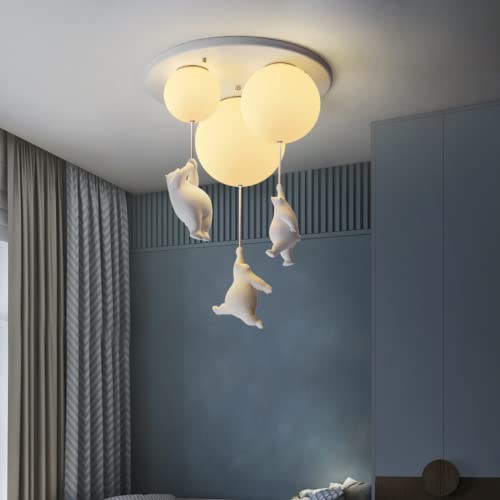 Kreatywna lampa sufitowa LED w kształcie balonowego niedźwiedzia polarnego - urocza oprawa oświetleniowa do pokoju dziecięcego, dekoracja pokoju dziecięcego, zabawne rozwiązanie oświetleniowe