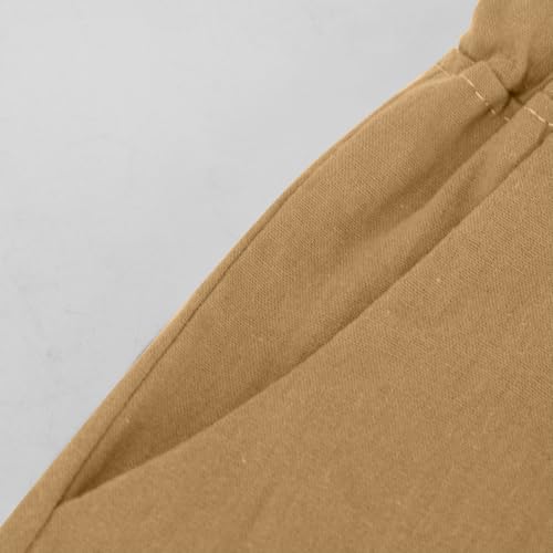 Girls Loose Straight Leg Pants Elastic High Waist Solid Color 𝗙lowy Summer Casual Wide Leg Pants with Pockets4