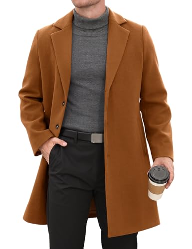 Men's Casual Long Trench Coat with Pockets