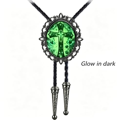 Image of Jeilwiy Bolo Tie for Men Western Cowboy Gothic Bolo Tie Necklace Halloween | Glow in Dark Bolo Tie for Men Women, 3D Halloween Bolo Tie, Gothic Western Ties, String Ties for Men Rodeo Leather Necktie