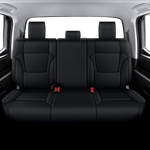 Image of AOMSAZTO Custom Seat Covers for Toyota Tundra 2022 2023 2024 2025 2026 CrewMax SR SR5 Limited Platinum FFV TRD Pro Leather Car Seat Covers Full Set Black, Custom Fit Full Set Faux Leather Black