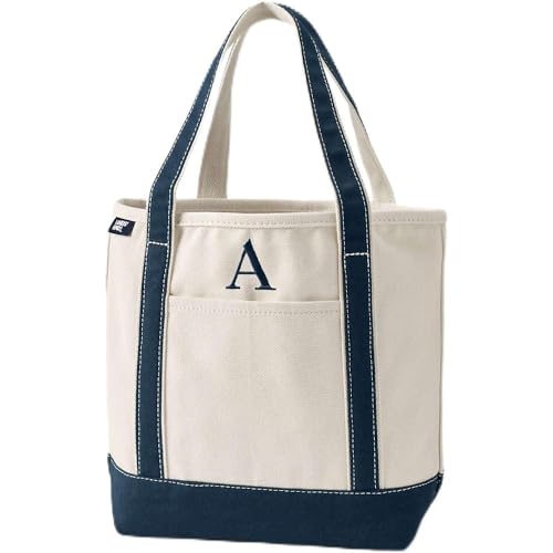 Image of Lands' End Pre-Monogrammed Letter Canvas Tote Bag