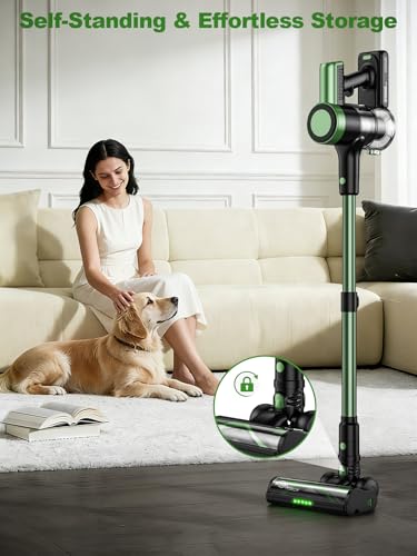 Image of Cordless Vacuum Cleaner, 10 in 1 Vacuum Cleaners for Home, Ultra-Long Runtime Stick Vacuum with Self-Standing & LED Display, Anti-Tangle & Wall Mount Charging