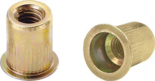 Ribbed "K" Series Rivet Nuts - Material: Steel-Yellow Zinc, Thread Size: 10-32 UNC, Grip Range: .130-.225, 100 Piece Box