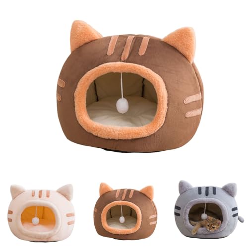 LIVIA猫 ドームハウス 猫はうす ドーム 屋外 猫ハウス ドーム型 猫 ベッドドーム 小型犬 猫用 犬猫兼用 暖かい ふわふわ 折りたたみ式寝マット マット クッション 保温防寒 猫犬小動物用 室内用厚み 冬 寒さ対策 可愛い おしゃれ (40*40*