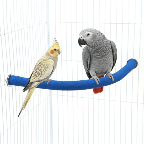 Image of Hypeety U Shaped Parrot Perch Wood Bird Cage Stand for Grinding Mouth Claw | Quartz sands, rough-surfaced, fits most cages, corner perch, promotes foot exercise, for parakeets /cockatiels /conures /macaws