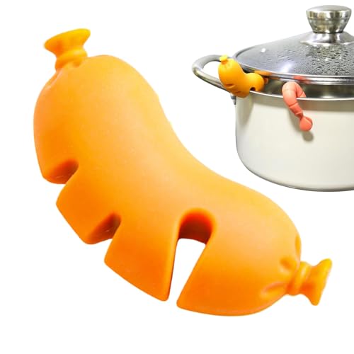 Leak-proof lid lifter, pot boil over protection, silicone pot lid holder, overflow stopper, safe, cute lid lifter decoration, heat resistant, for restaurant at home