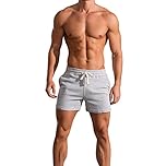 Men's 3 Inch Running Shorts Gym Training Bodybuilding Short Breathable Cotton Sports Shorts Grey L